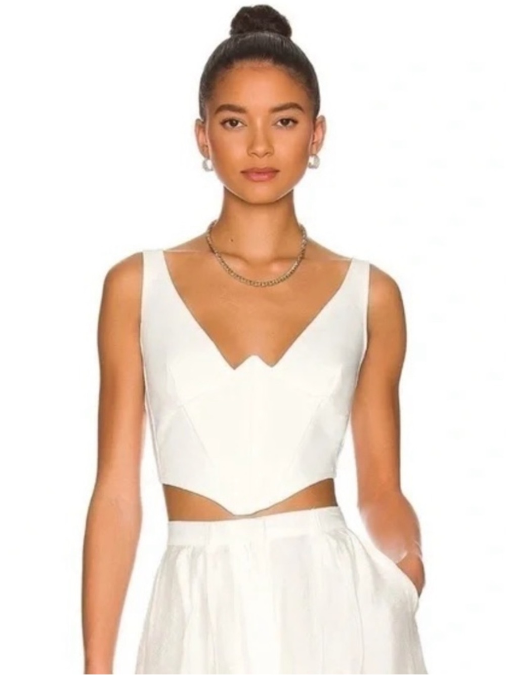 Bardot White Structured Crop Bustier Top NWT